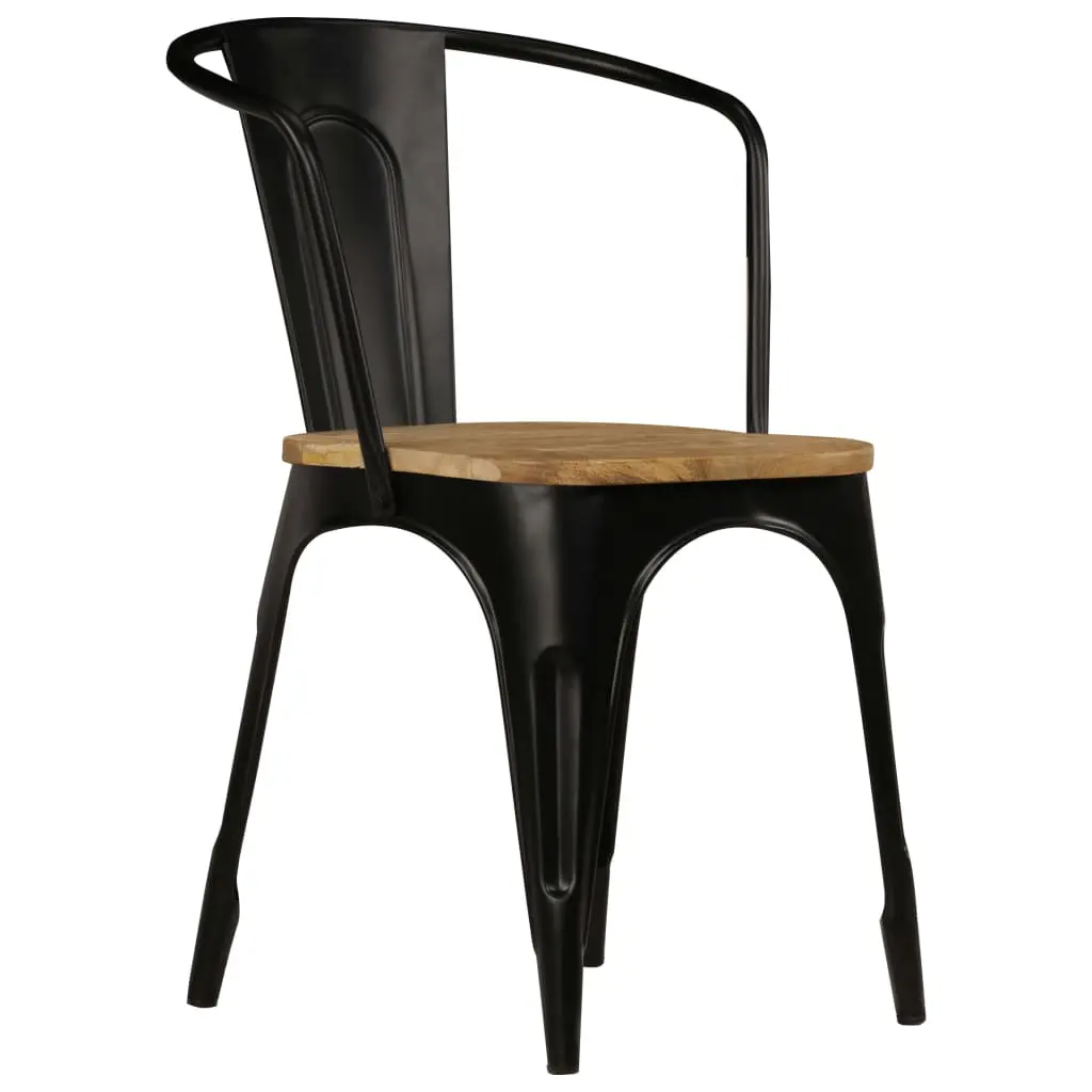 vidaXL Dining Chairs 2 pcs Black Solid Mango Wood