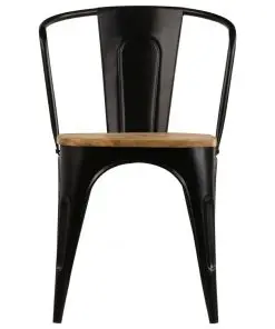 vidaXL Dining Chairs 2 pcs Black Solid Mango Wood