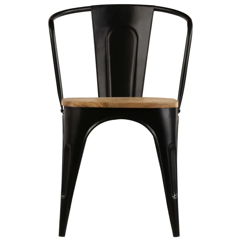 vidaXL Dining Chairs 2 pcs Black Solid Mango Wood