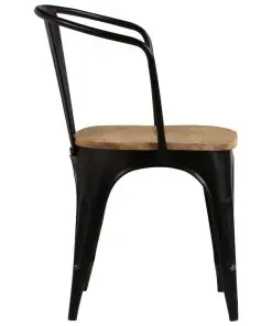 vidaXL Dining Chairs 2 pcs Black Solid Mango Wood