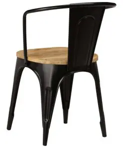 vidaXL Dining Chairs 2 pcs Black Solid Mango Wood