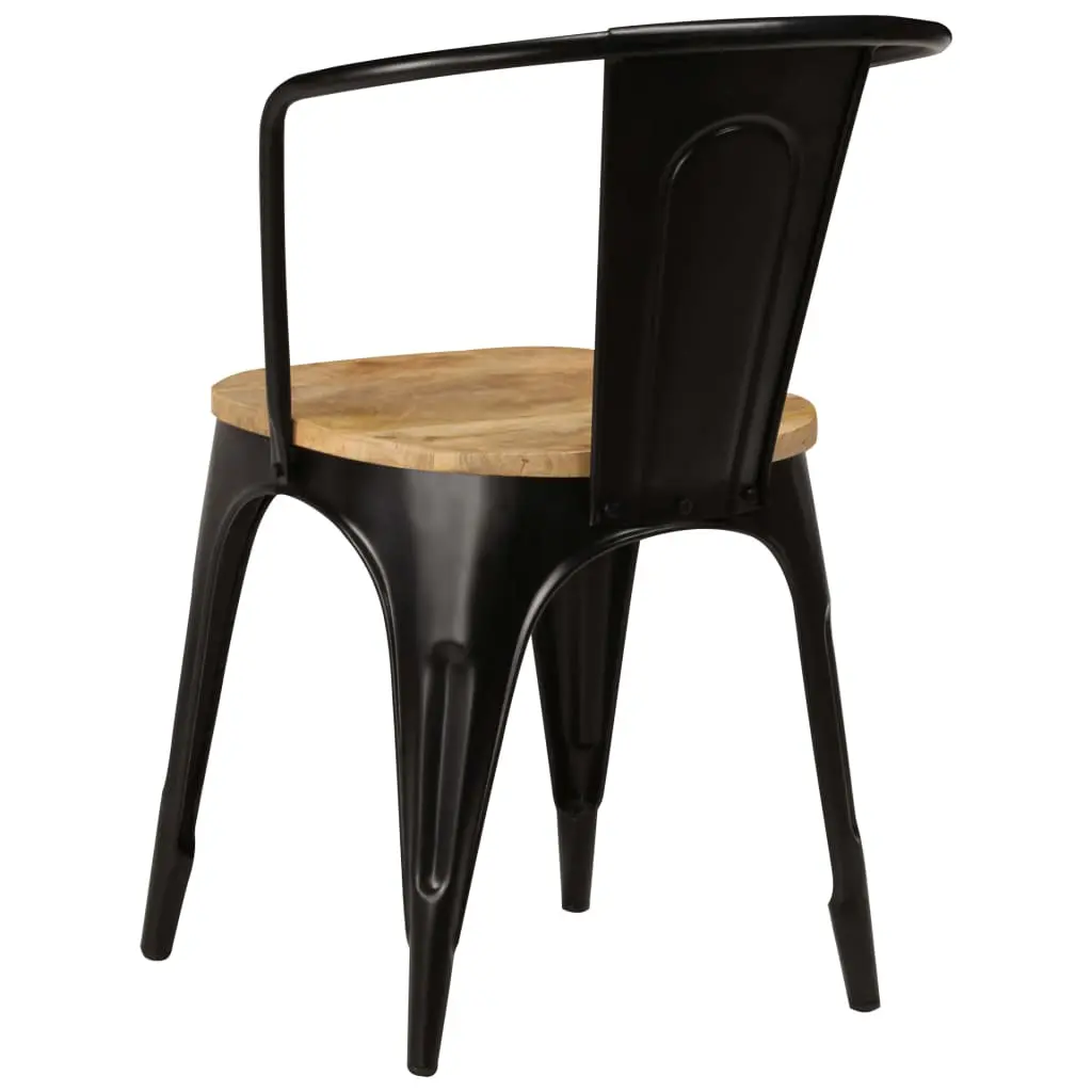 vidaXL Dining Chairs 2 pcs Black Solid Mango Wood