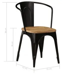vidaXL Dining Chairs 2 pcs Black Solid Mango Wood