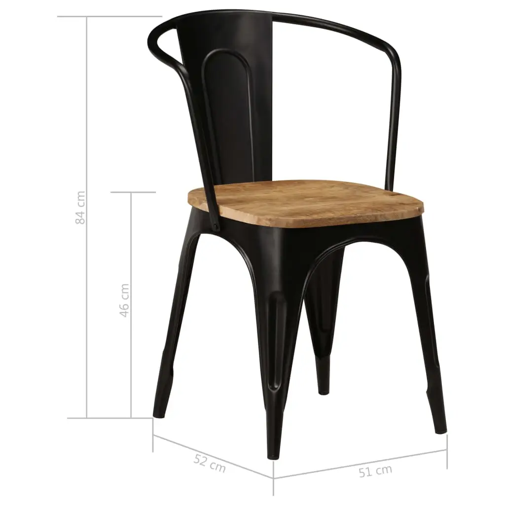 vidaXL Dining Chairs 2 pcs Black Solid Mango Wood