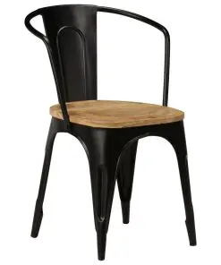 vidaXL Dining Chairs 2 pcs Black Solid Mango Wood