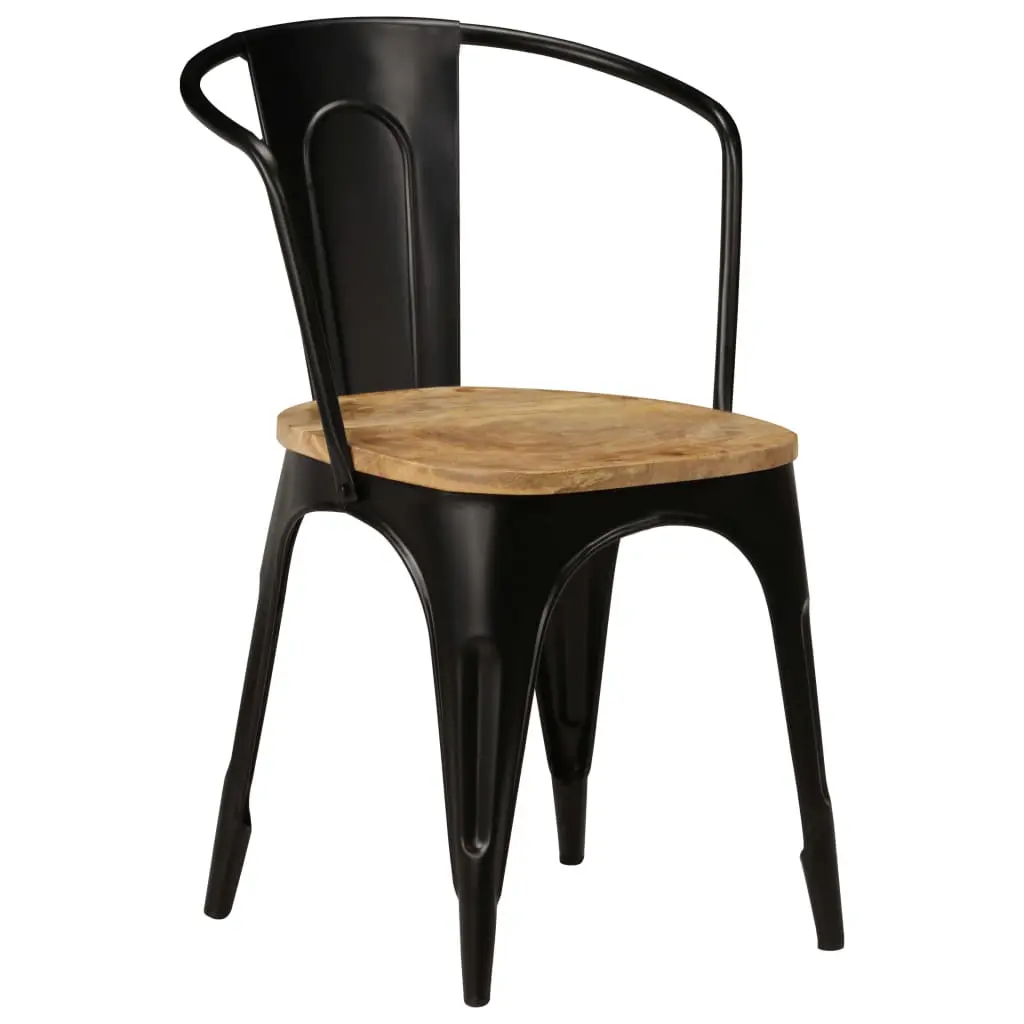 vidaXL Dining Chairs 2 pcs Black Solid Mango Wood
