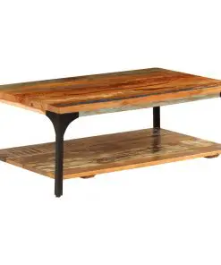 vidaXL Coffee Table with Shelf 100x60x35 cm Solid Reclaimed Wood