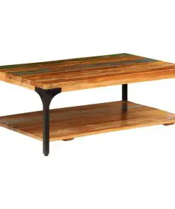 vidaXL Coffee Table with Shelf 100x60x35 cm Solid Reclaimed Wood