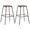 vidaXL Bar Stools 2 pcs Black Solid Pinewood and Steel vidaXL Bar Stools 2 pcs Black Solid Pinewood and Steel