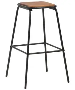 vidaXL Bar Stools 2 pcs Black Solid Pinewood and Steel