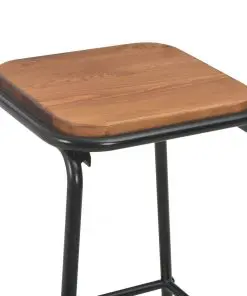 vidaXL Bar Stools 2 pcs Black Solid Pinewood and Steel