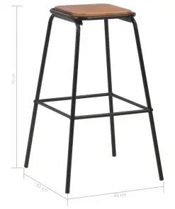 vidaXL Bar Stools 2 pcs Black Solid Pinewood and Steel