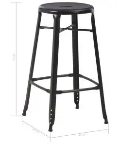 vidaXL Bar Stools 2 pcs Black Steel