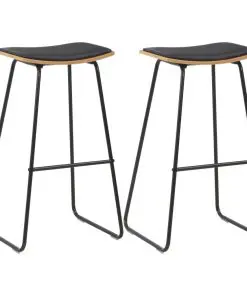 vidaXL Bar Stools 2 pcs Black Faux Leather