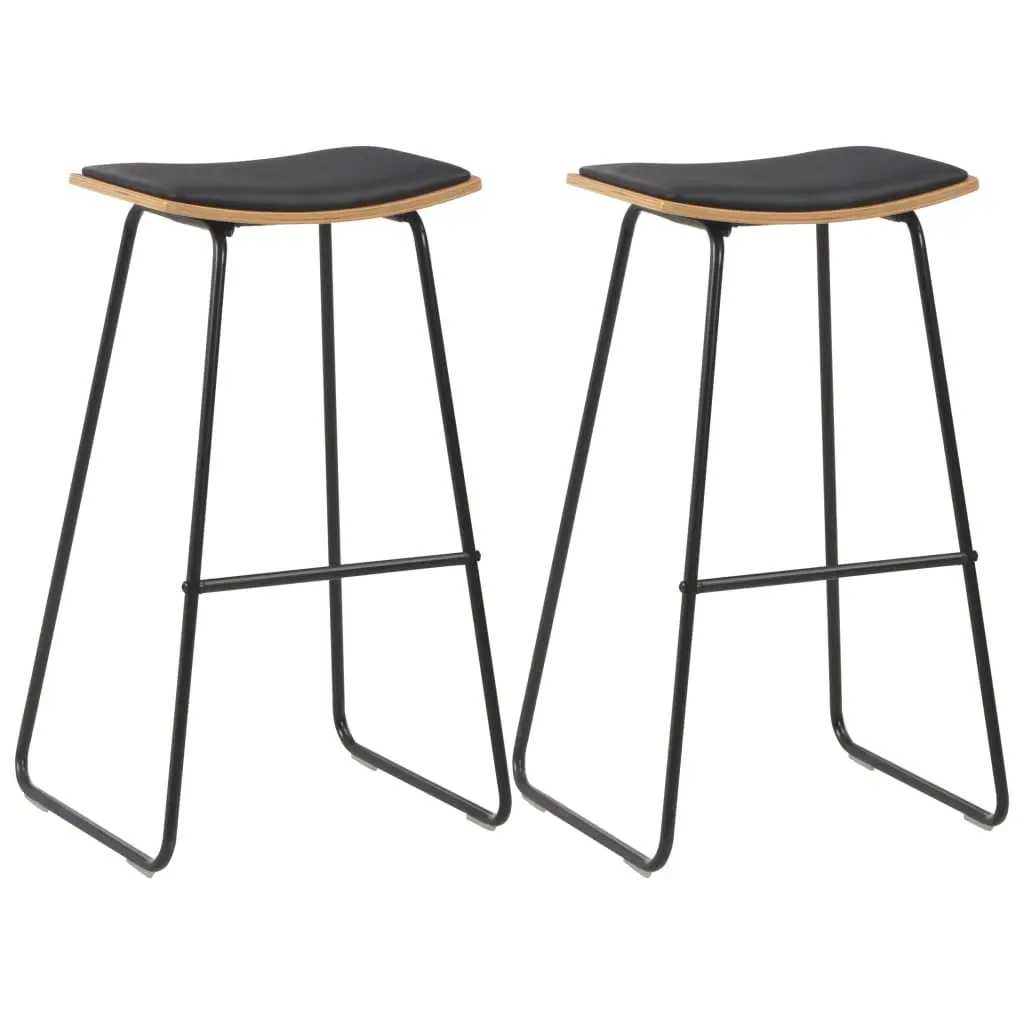 vidaXL Bar Stools 2 pcs Black Faux Leather