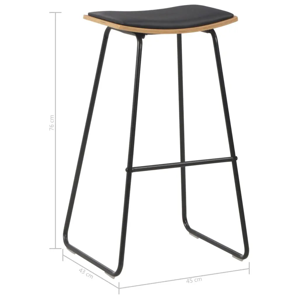 vidaXL Bar Stools 2 pcs Black Faux Leather
