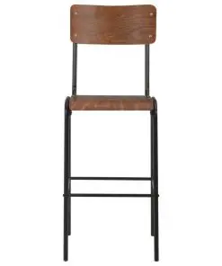 vidaXL Bar Chairs 2 pcs Brown Solid Plywood Steel