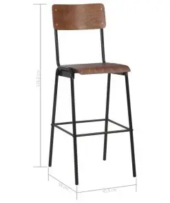 vidaXL Bar Chairs 2 pcs Brown Solid Plywood Steel