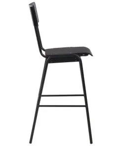 vidaXL Bar Chairs 2 pcs Black Solid Plywood Steel