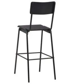 vidaXL Bar Chairs 2 pcs Black Solid Plywood Steel