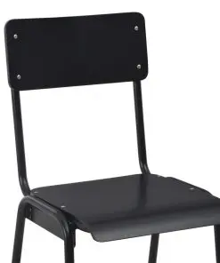 vidaXL Bar Chairs 2 pcs Black Solid Plywood Steel