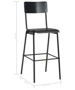 vidaXL Bar Chairs 2 pcs Black Solid Plywood Steel