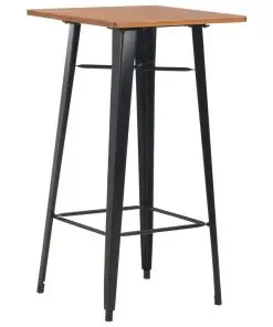 vidaXL Bar Table Black 60x60x108 cm Solid Pine Wood Steel