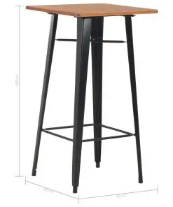 vidaXL Bar Table Black 60x60x108 cm Solid Pine Wood Steel