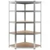 vidaXL Storage Shelf Silver 90x90x180 cm Steel and MDF