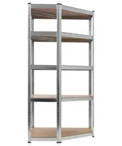 vidaXL Storage Shelf Silver 90x90x180 cm Steel and MDF