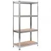 vidaXL Storage Shelf Silver 80x40x160 cm Steel and MDF