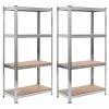 vidaXL Storage Shelves 2 pcs Silver 80x40x160 cm Steel and MDF vidaXL Storage Shelves 2 pcs Silver 80x40x160 cm Steel and MDF