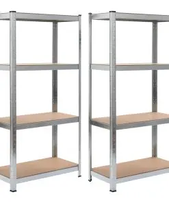 vidaXL Storage Shelves 2 pcs Silver 80x40x160 cm Steel and MDF