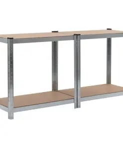 vidaXL Storage Shelves 2 pcs Silver 80x40x160 cm Steel and MDF