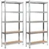 vidaXL Storage Shelves 2 pcs Silver 90x30x180 cm Steel and MDF vidaXL Storage Shelves 2 pcs Silver 90x30x180 cm Steel and MDF