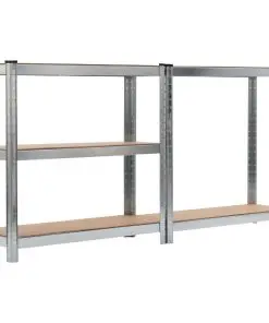 vidaXL Storage Shelves 2 pcs Silver 90x30x180 cm Steel and MDF