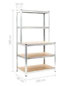 vidaXL Storage Shelf Silver 100x60x180 cm Steel and MDF