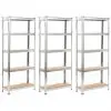 vidaXL Storage Shelves 3 pcs Silver 75x30x172 cm Steel and MDF