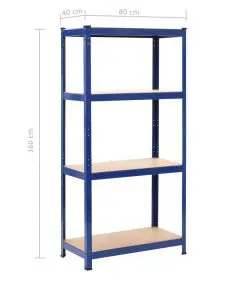 vidaXL Storage Shelf Blue 80x40x160 cm Steel and MDF