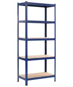 vidaXL Storage Shelf Blue 80x40x180 cm Steel and MDF