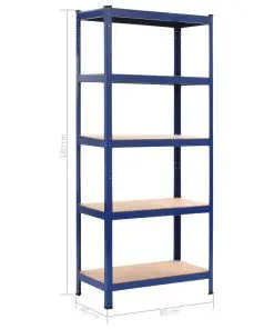 vidaXL Storage Shelf Blue 80x40x180 cm Steel and MDF