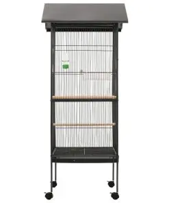 vidaXL Bird Cage with Roof Grey 66x66x155 cm Steel