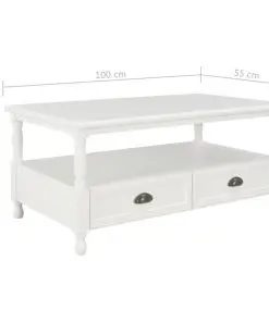 vidaXL Coffee Table White 100x55x45 cm Wood