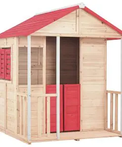 vidaXL Kids Play House Fir Wood Red