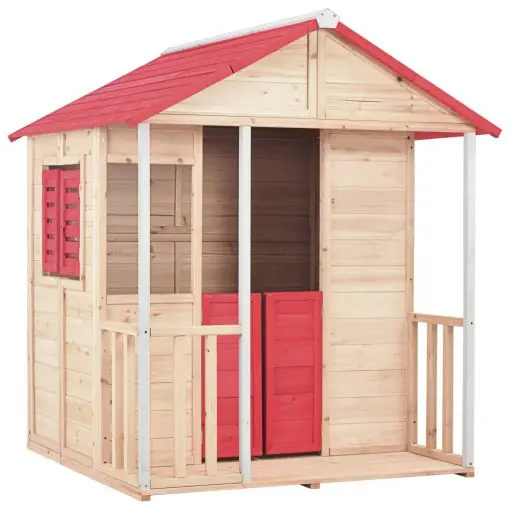 vidaXL Kids Play House Fir Wood Red