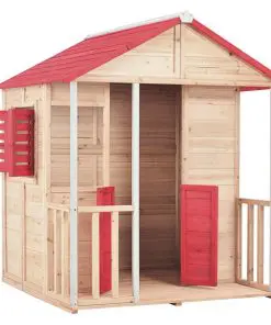 vidaXL Kids Play House Fir Wood Red