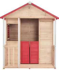 vidaXL Kids Play House Fir Wood Red