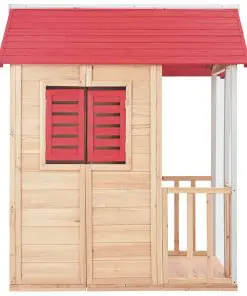 vidaXL Kids Play House Fir Wood Red