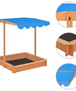 vidaXL Sandbox with Adjustable Roof Fir Wood Blue UV50