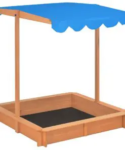 vidaXL Sandbox with Adjustable Roof Fir Wood Blue UV50